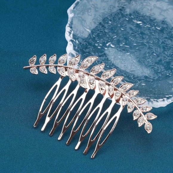 Bridal + formal Gold Crystal Wedding hair comb hair piece for updos- New​​ - Picture 11 of 11